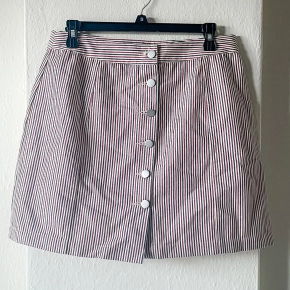 Blue and Red Striped Mini Skirt - Picture 1 of 2